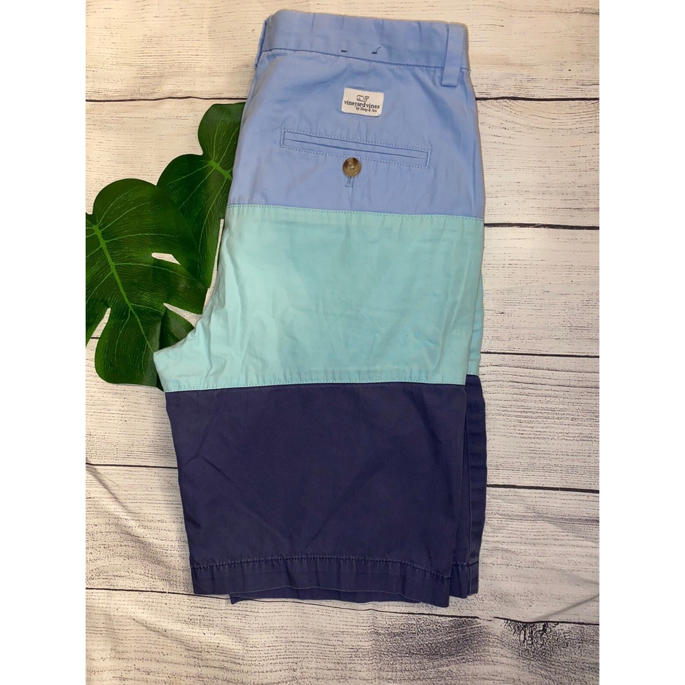 VINEYARD VINES boys blue colorblock cotton chino shorts Sz 18